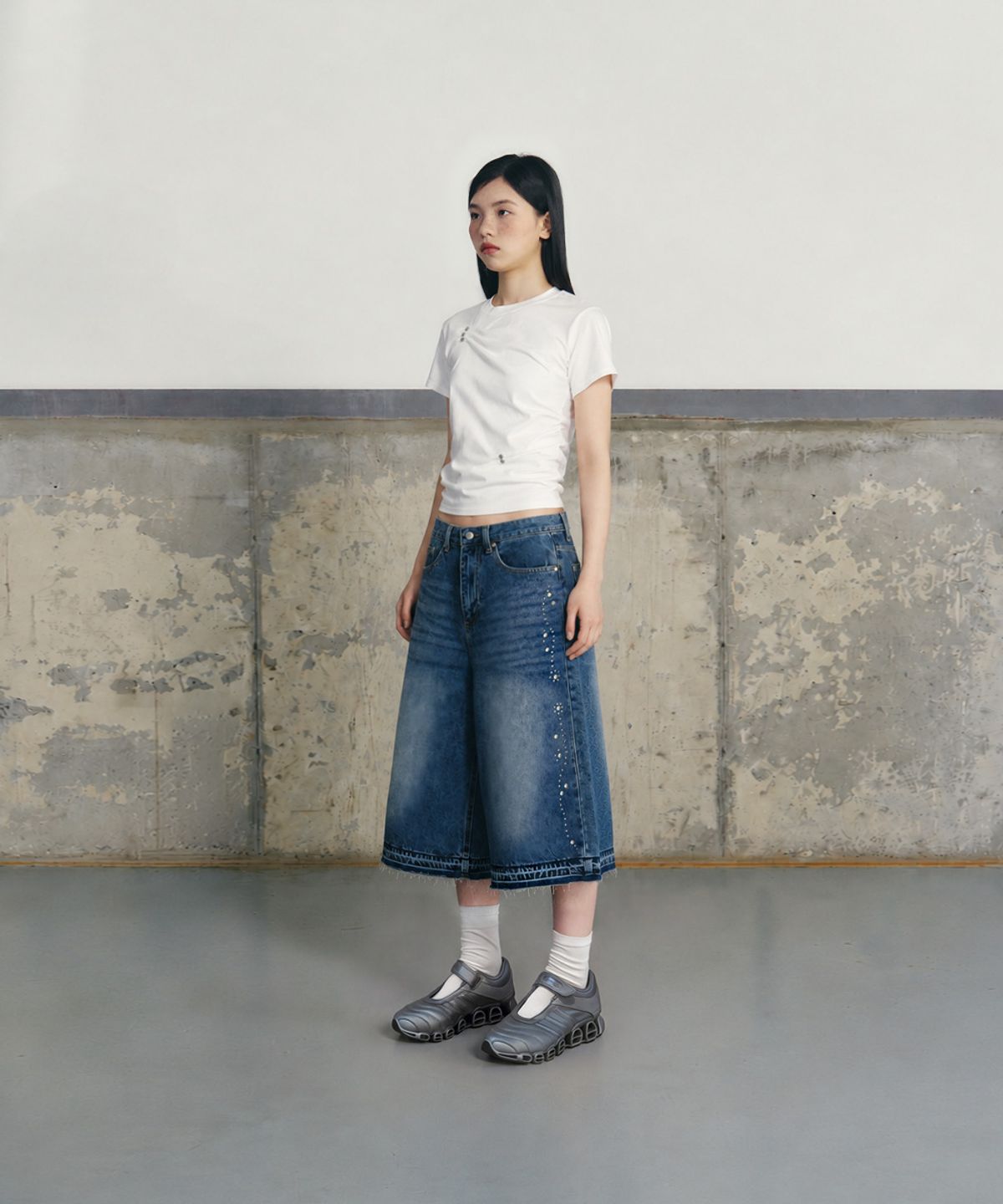 언유즈랩(UNUSEDLAB) 버뮤다 스터드 데님 [블루]