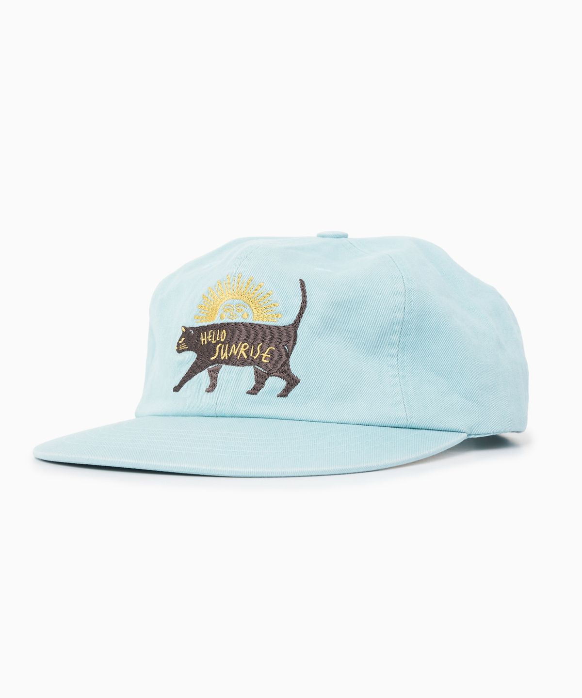 헬로 선라이즈(HELLO SUNRISE) Washed VTG Cat Logo 6panel Cap_Soft Teal