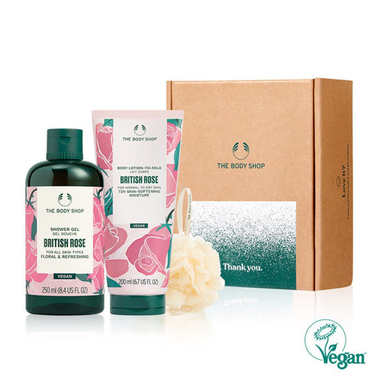 더바디샵(THE BODY SHOP) 더바디샵 브리티쉬 로즈 샤워 젤&바디로션 선물세트 (888112)