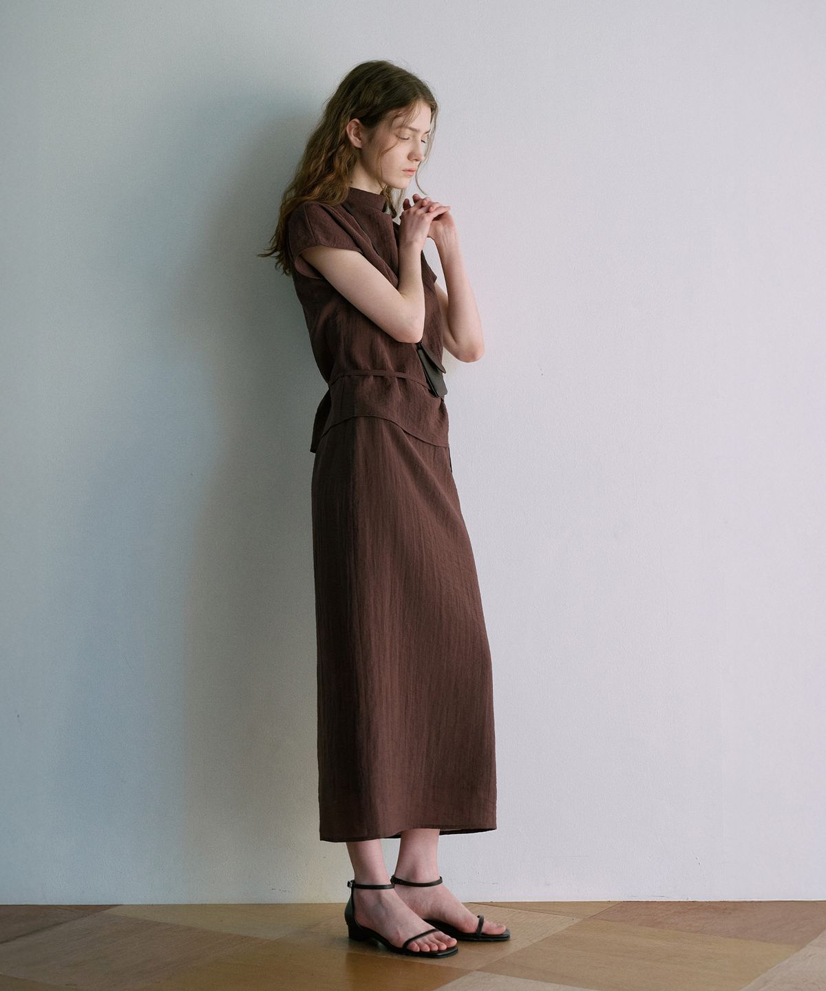 라메레이(LAMEREI) Linkle Sheer H-Line Maxi Skirt[LMBFSPSK413]-2color
