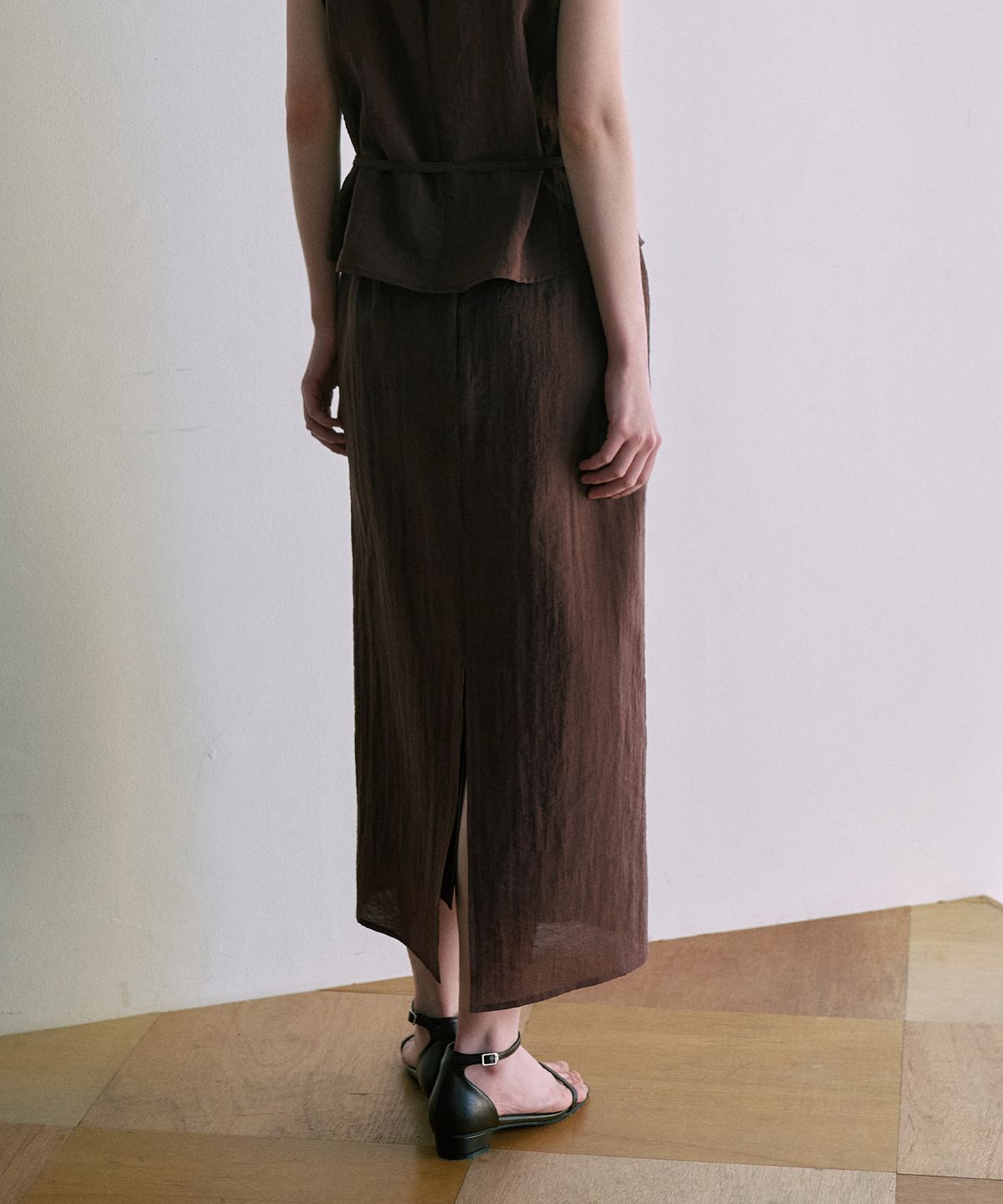 라메레이(LAMEREI) Linkle Sheer H-Line Maxi Skirt[LMBFSPSK413]-2color