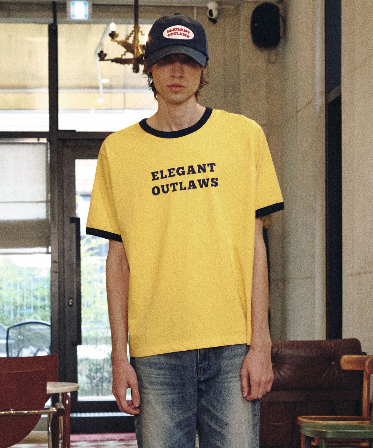롤링스튜디오(ROLLINGSTUDIOS) ELEGANT OUTLAWS RINGER T-SHIRT YELLOW