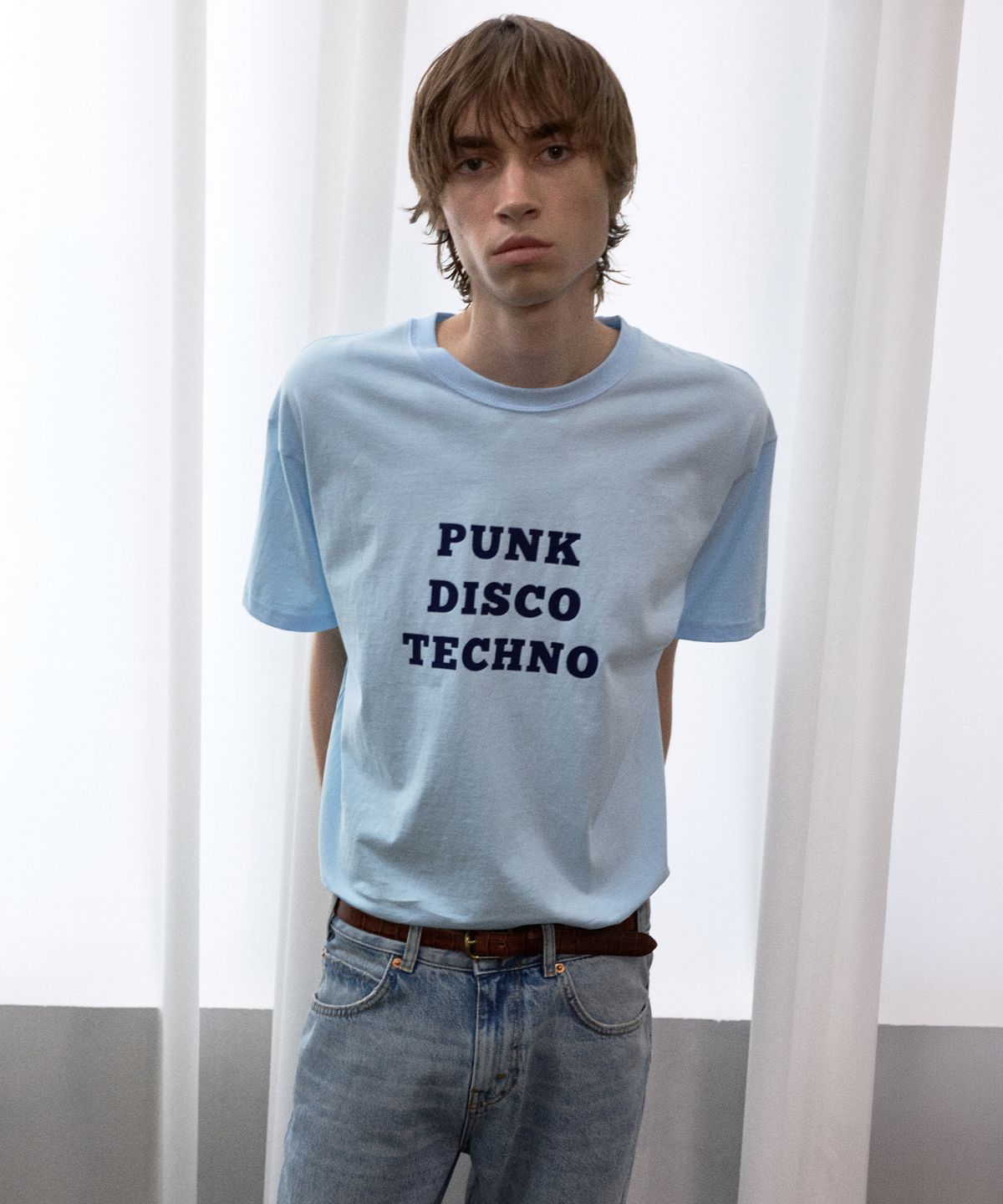 롤링스튜디오(ROLLINGSTUDIOS) PUNK DISCO TECHNO T-SHIRT SKY BLUE