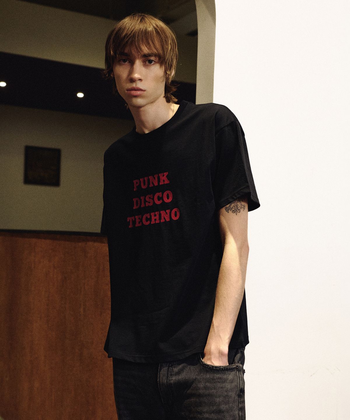 롤링스튜디오(ROLLINGSTUDIOS) PUNK DISCO TECHNO T-SHIRT BLACK