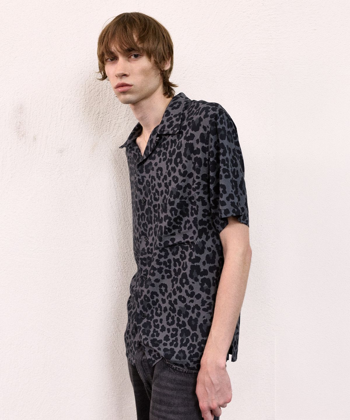 롤링스튜디오(ROLLINGSTUDIOS) HAWAIIAN SHIRT LEOPARD GREY