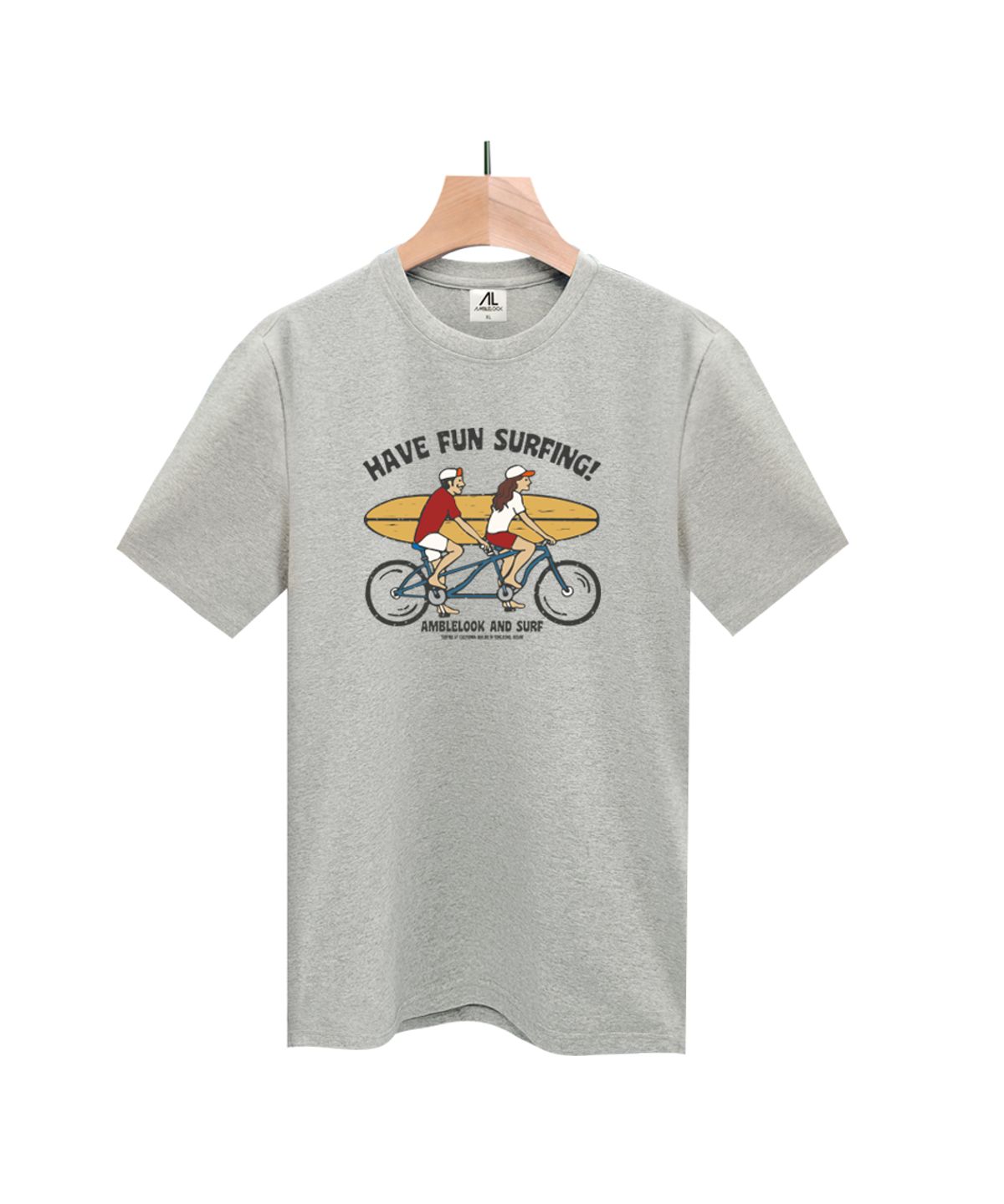 엠블룩(AMBLELOOK) 프리미엄 면스판 라운드 반팔티 FUN SURFING (4color)