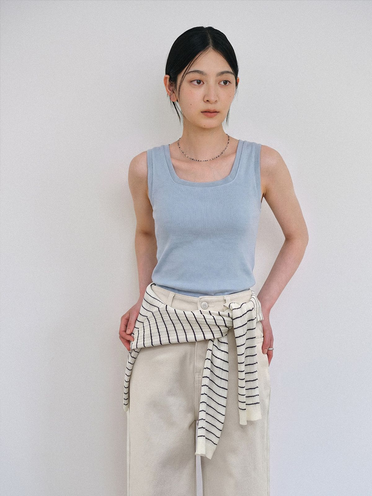 헌치(HUNCH) Mesh Trim Square Neck Top (3color)