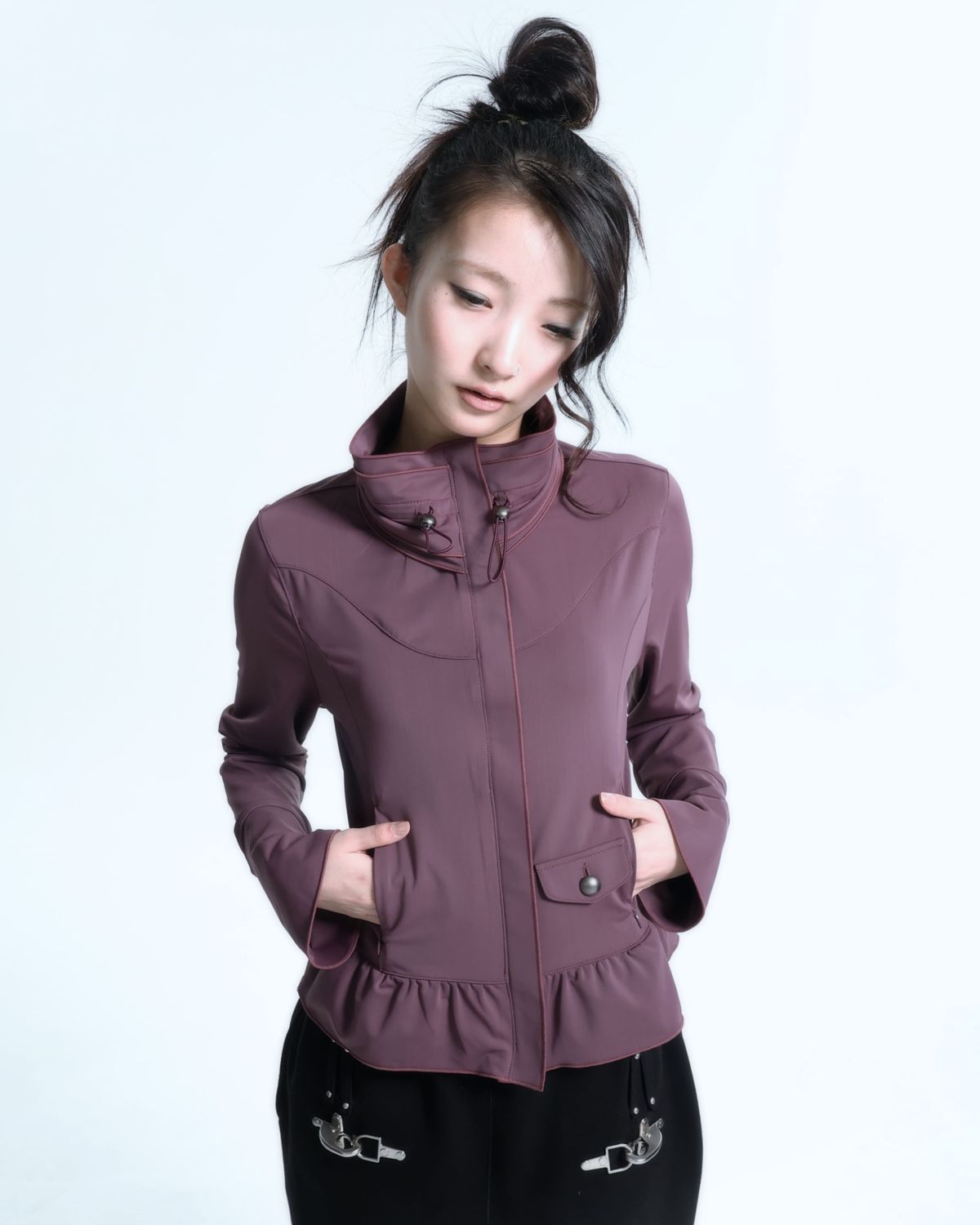 알디유(ALDIYOUU) Ruffle Two Way zip-up (Old Plum)