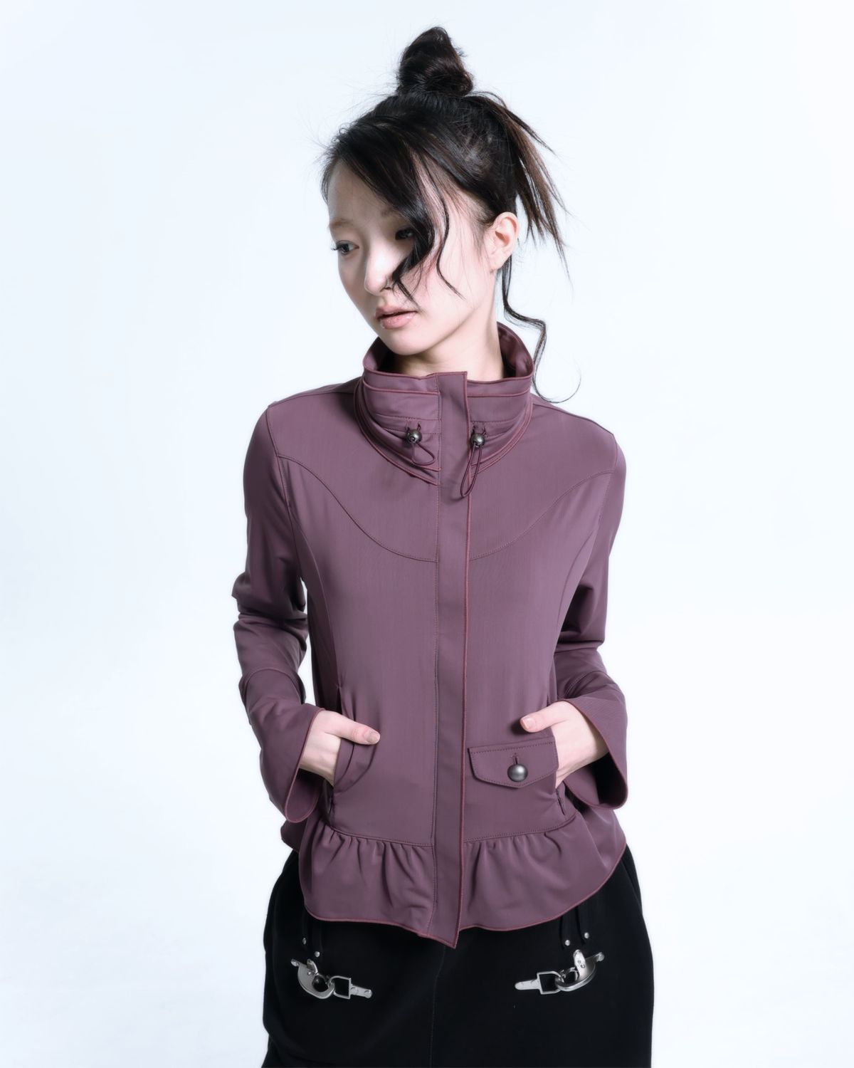 알디유(ALDIYOUU) Ruffle Two Way zip-up (Old Plum)