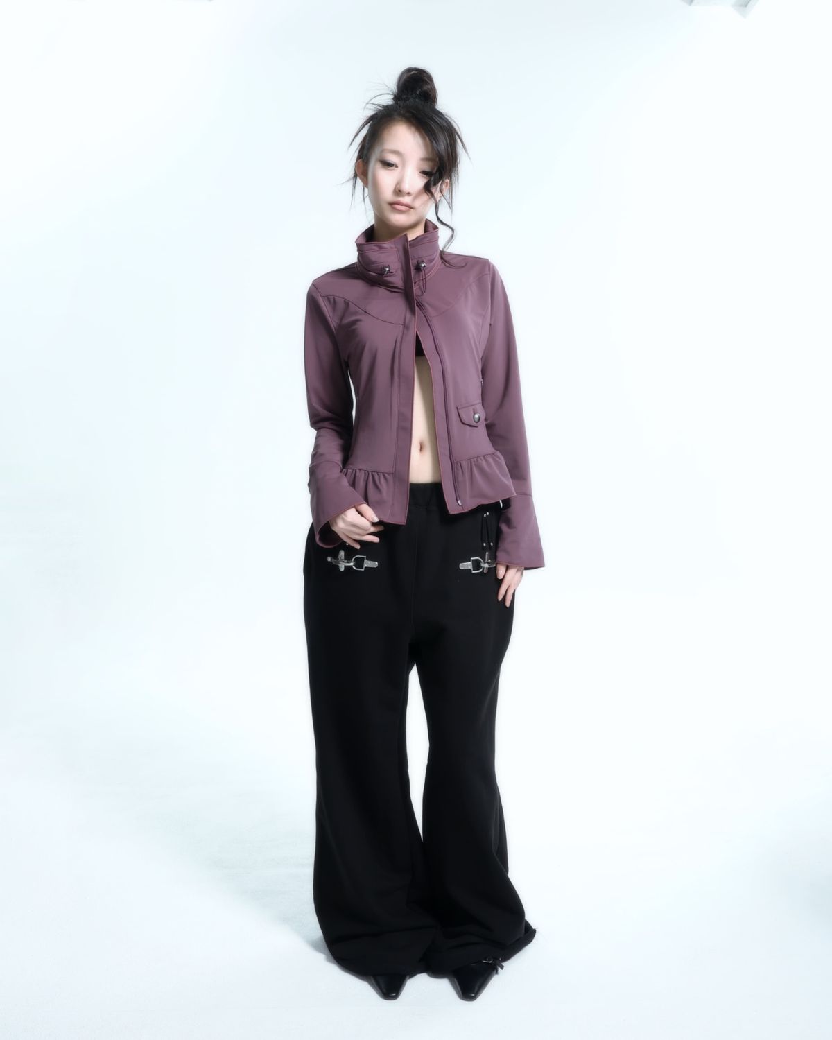 알디유(ALDIYOUU) Ruffle Two Way zip-up (Old Plum)