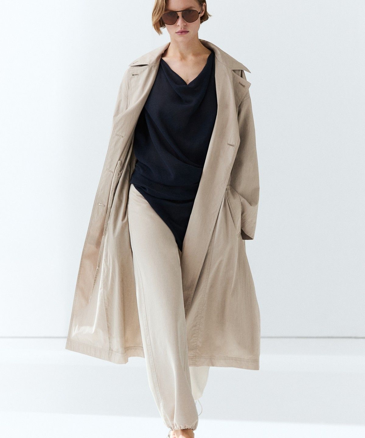 마시모두띠(MASSIMO DUTTI) 코튼 블렌드 테크니컬 트렌치코트