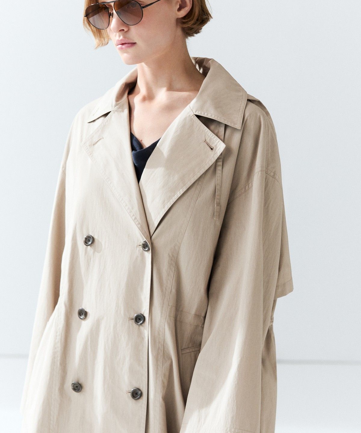 마시모두띠(MASSIMO DUTTI) 코튼 블렌드 테크니컬 트렌치코트