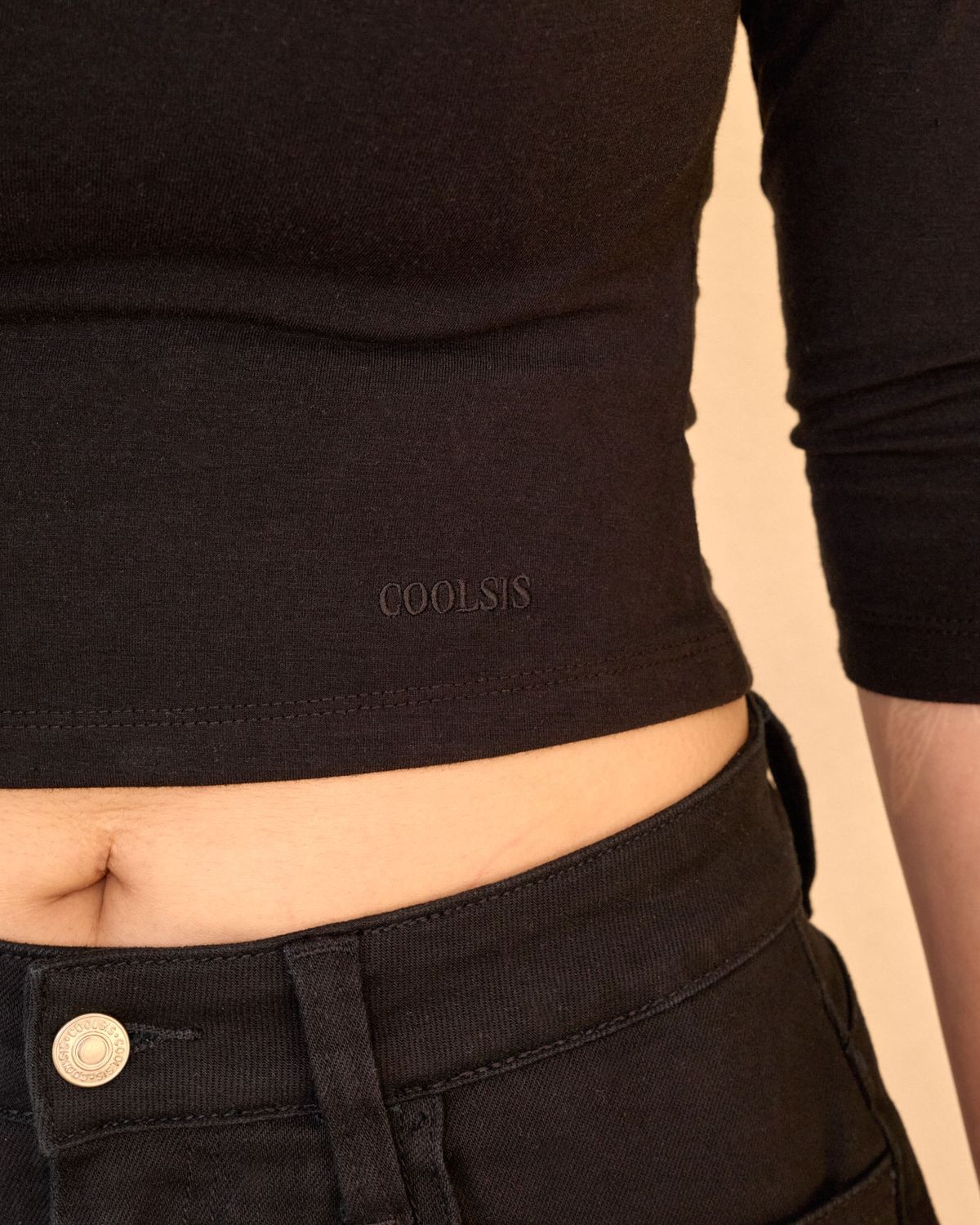 쿨시스(COOLSIS) CS SLIM U-NECK 3/4 TOP-069 (BLACK)