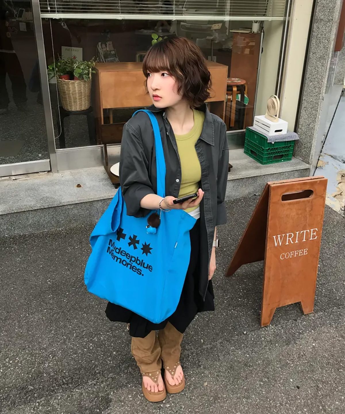 마이딥블루메모리즈(MY DEEP BLUE MEMORIES) MM LOGO ECO BAG_Cyan