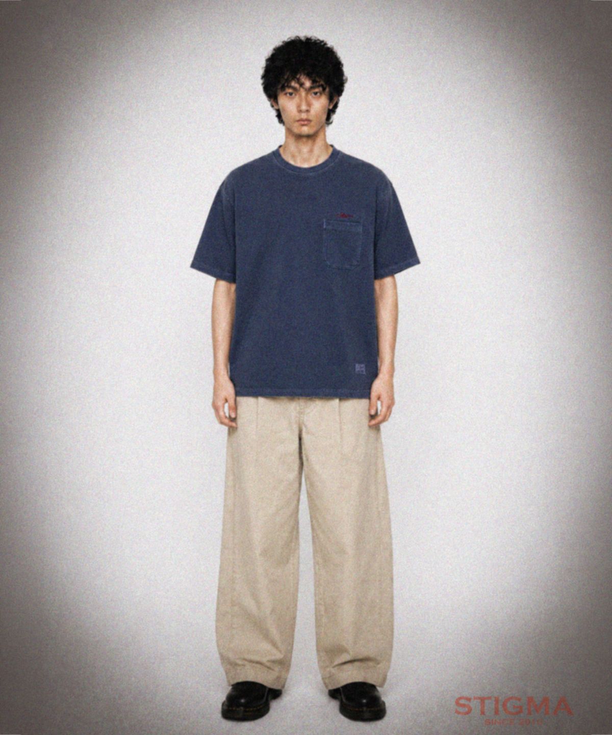 스티그마(STIGMA) SCRT PIGMENT POCKET T-SHIRTS NAVY