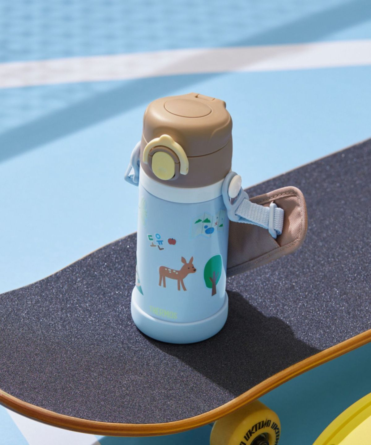 써모스(THERMOS) 보온보냉 스트랩 원터치 마이디자인보틀 JOI-351K (350ml) 기본스티커 포함
