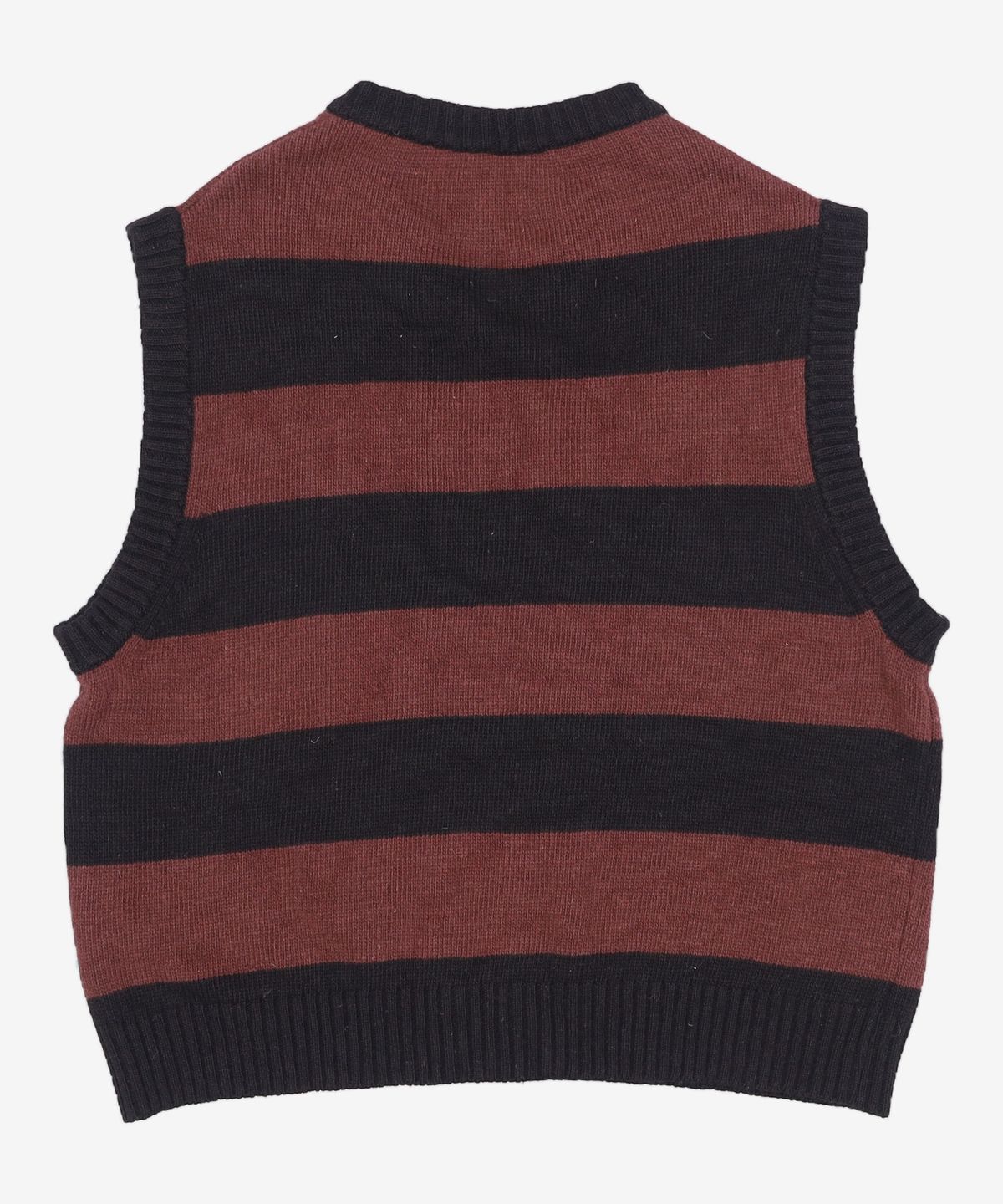 엠엠엘지(MMLG) [Mmlg] BORDER KNIT VEST (BLACK / BROWN) FREE