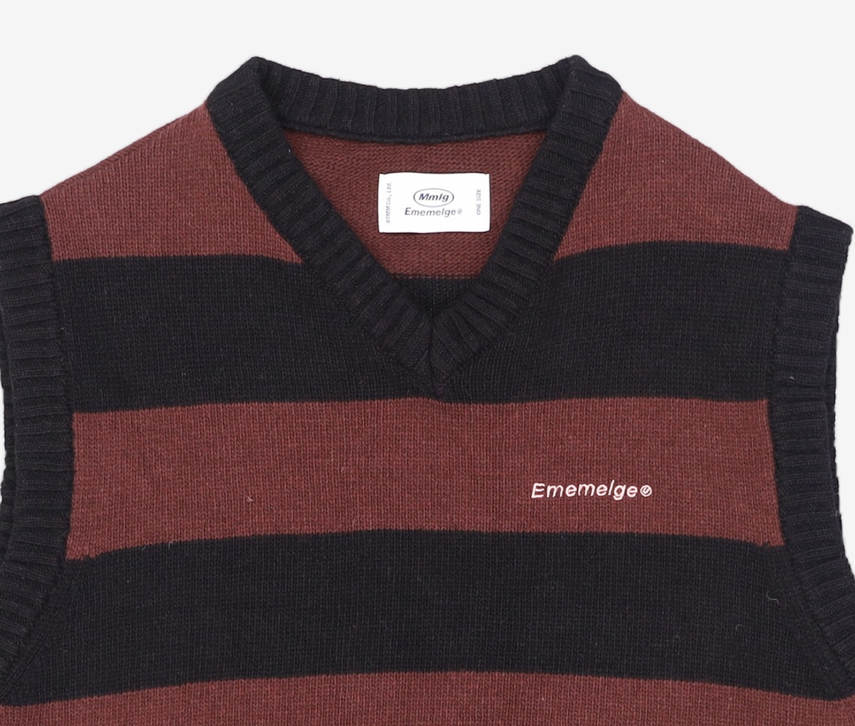 엠엠엘지(MMLG) [Mmlg] BORDER KNIT VEST (BLACK / BROWN) FREE