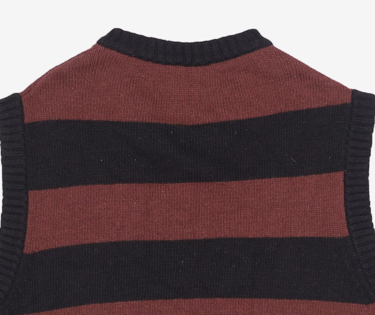 엠엠엘지(MMLG) [Mmlg] BORDER KNIT VEST (BLACK / BROWN) FREE