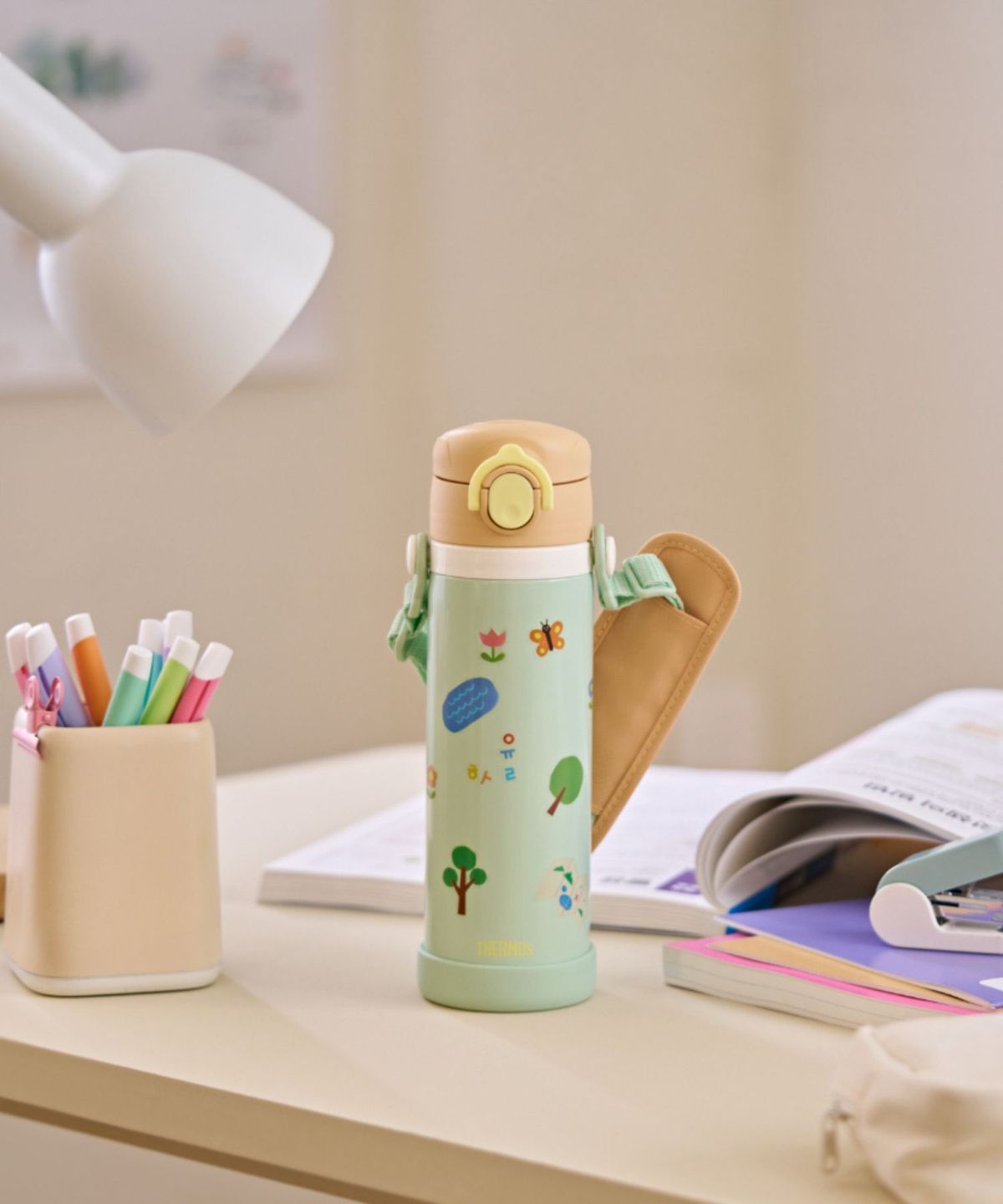 써모스(THERMOS) 보온보냉 스트랩 원터치 마이디자인보틀 JOI-501K (500ml) 기본스티커포함