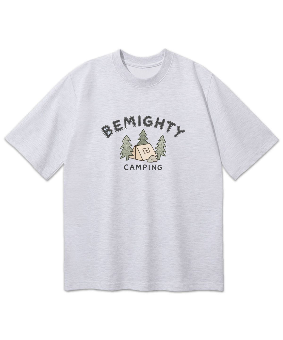 비마이티(BEMIGHTY) 크레용 캠핑 드로잉 오버핏 반팔티셔츠 [멜란그레이]