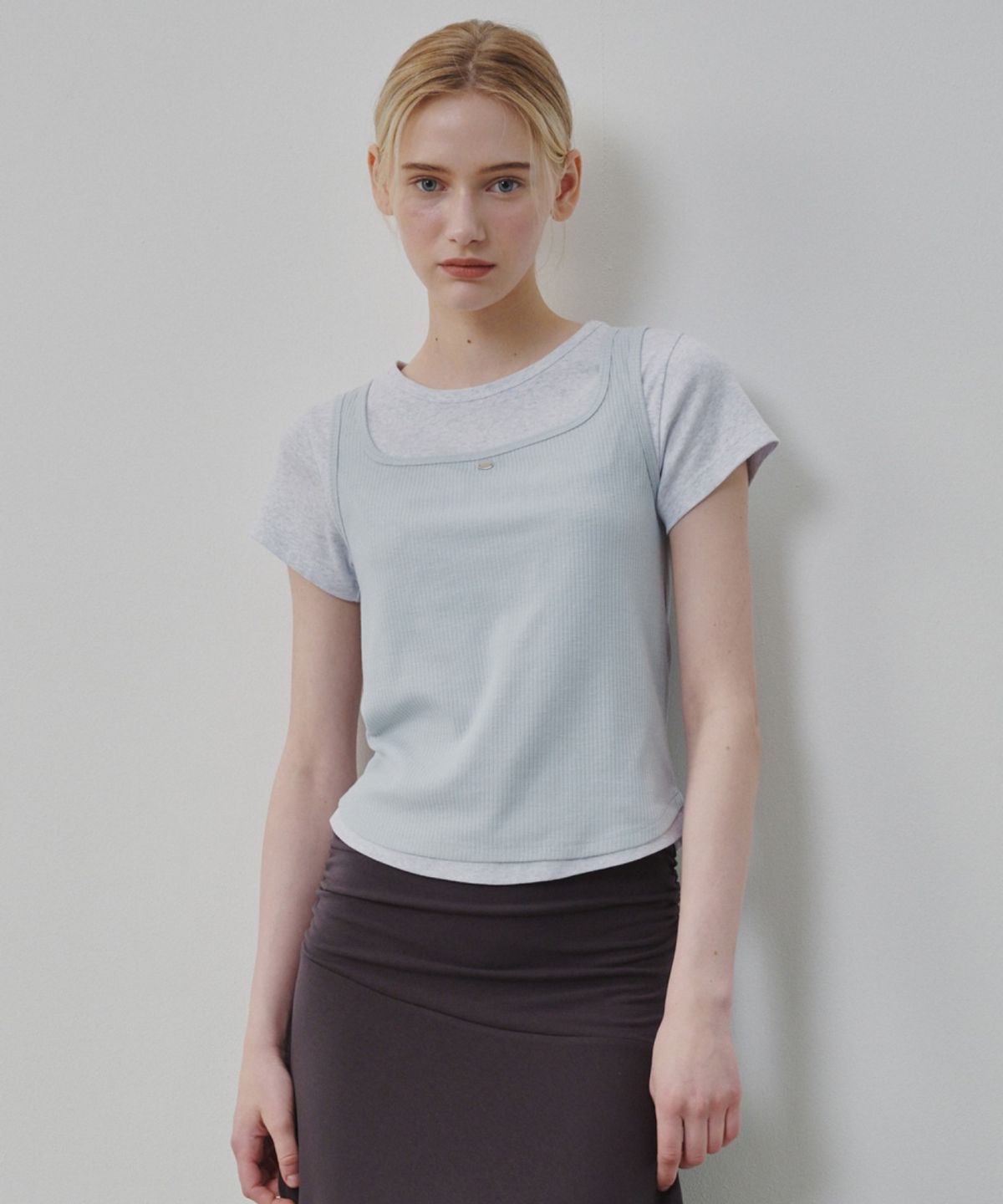 올리브 데 올리브(OLIVE DES OLIVE) 슬림 골지 슬리브리스 OE6ME4380