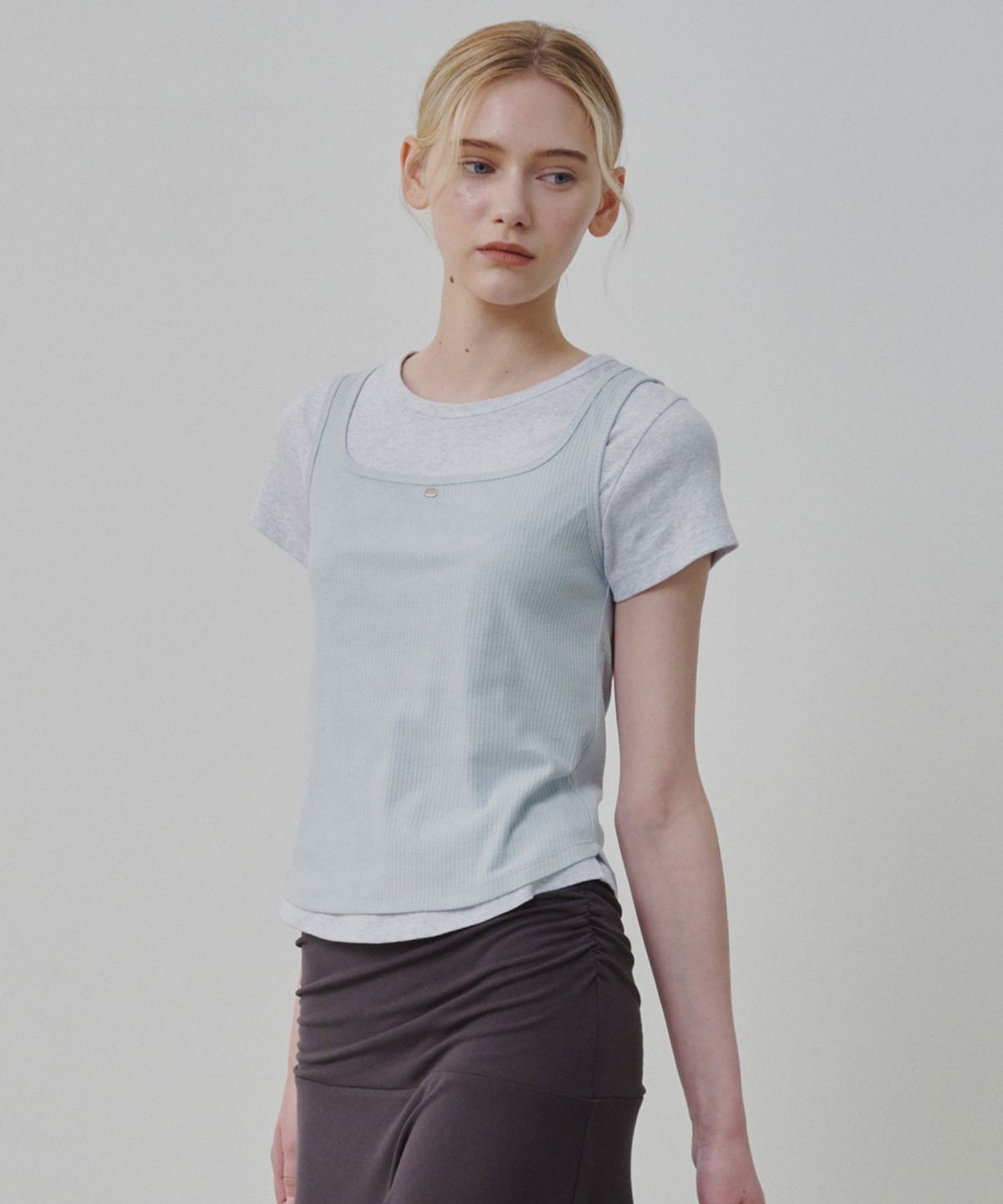 올리브 데 올리브(OLIVE DES OLIVE) 슬림 골지 슬리브리스 OE6ME4380