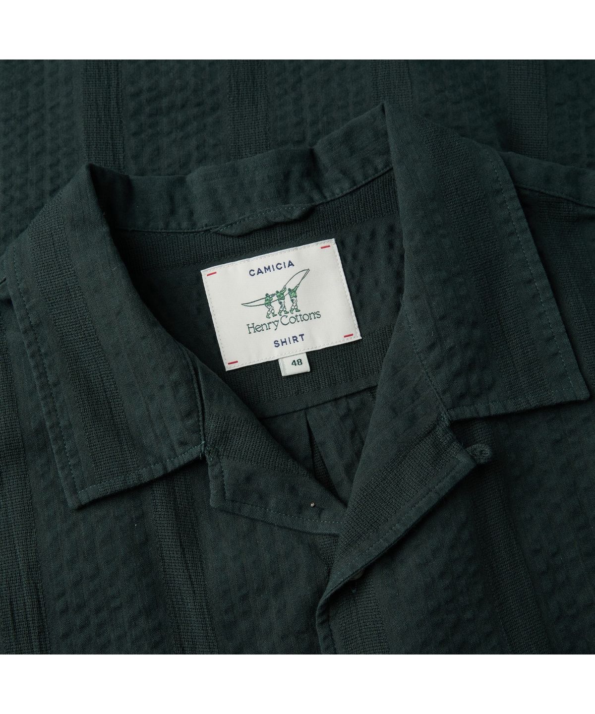 헨리코튼(HENRY COTTONS) [Imported Fabric] 오픈 카라 서커 셔츠 (컴포트핏) AHSAM26601GRD
