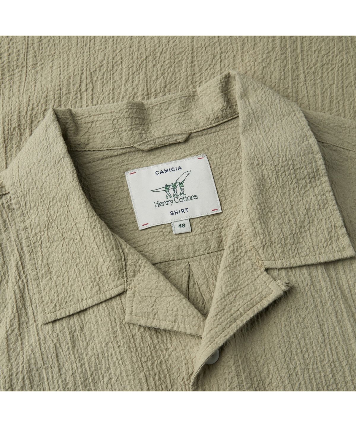 헨리코튼(HENRY COTTONS) [Imported Fabric] 시어서커 오픈 카라 셔츠 (컴포트핏) AHSAM26621KHL