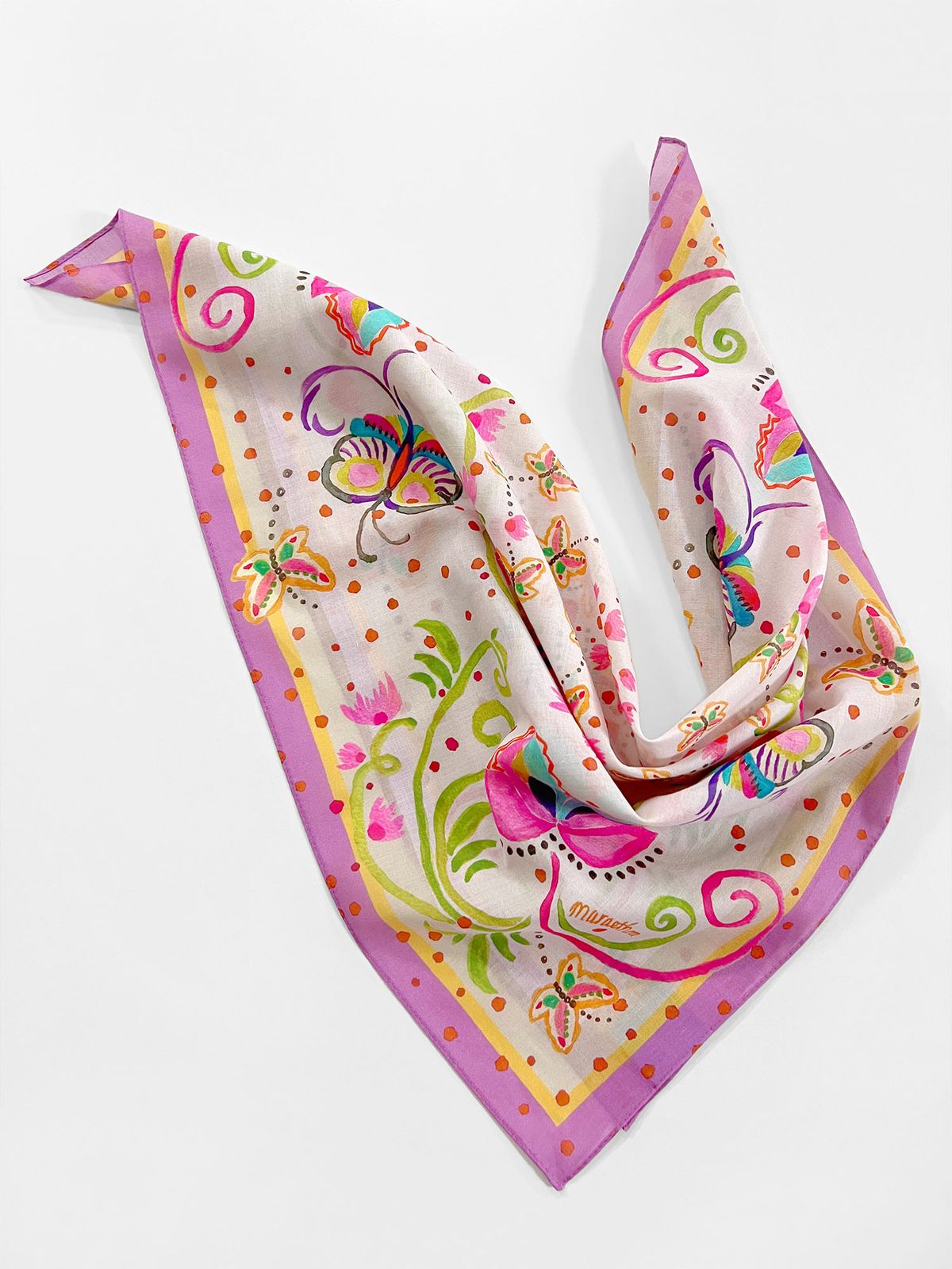 마레트라(MARAETHRA) Follow Your Wings Cotton Square Scarf  팔로우 유어 윙즈 코튼 스퀘어 스카프
