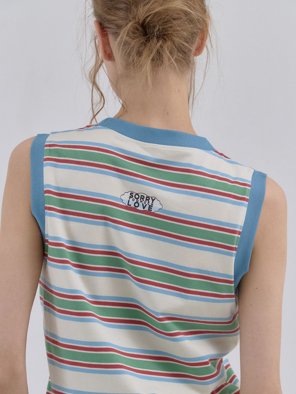 쏘리, 투 머치 러브(SORRY, TOO MUCH LOVE) Statement Stripe Summer Tank Top_Blue