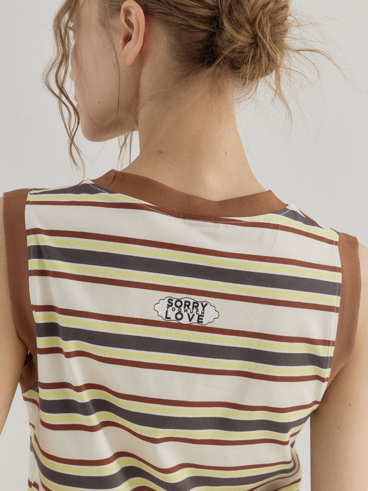 쏘리, 투 머치 러브(SORRY, TOO MUCH LOVE) Statement Stripe Summer Tank Top_Brown