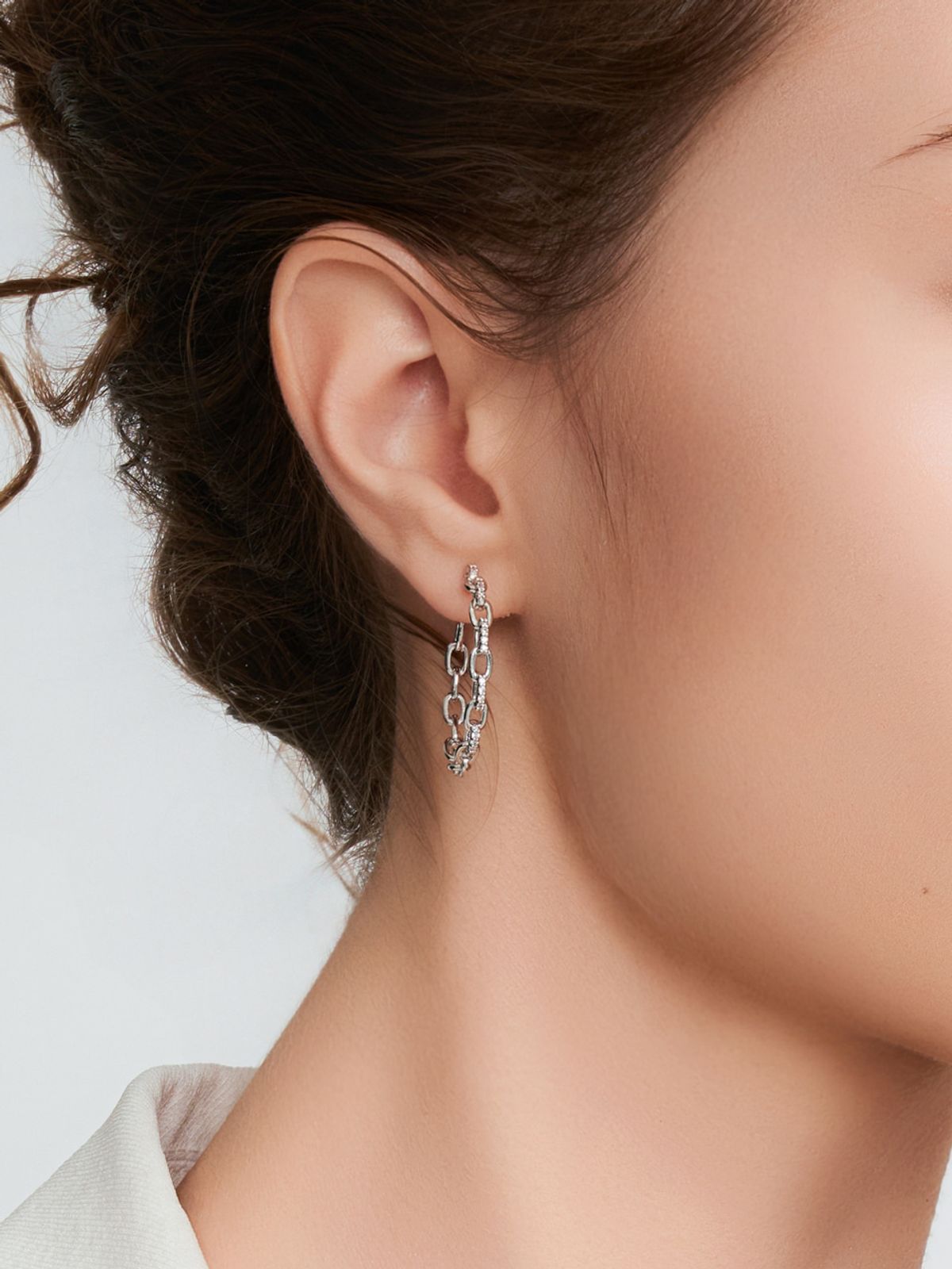 가이거주얼리(GEIGERJEWELRY) 루프 체인 귀걸이 GISVEE169 (실버925 PIN)
