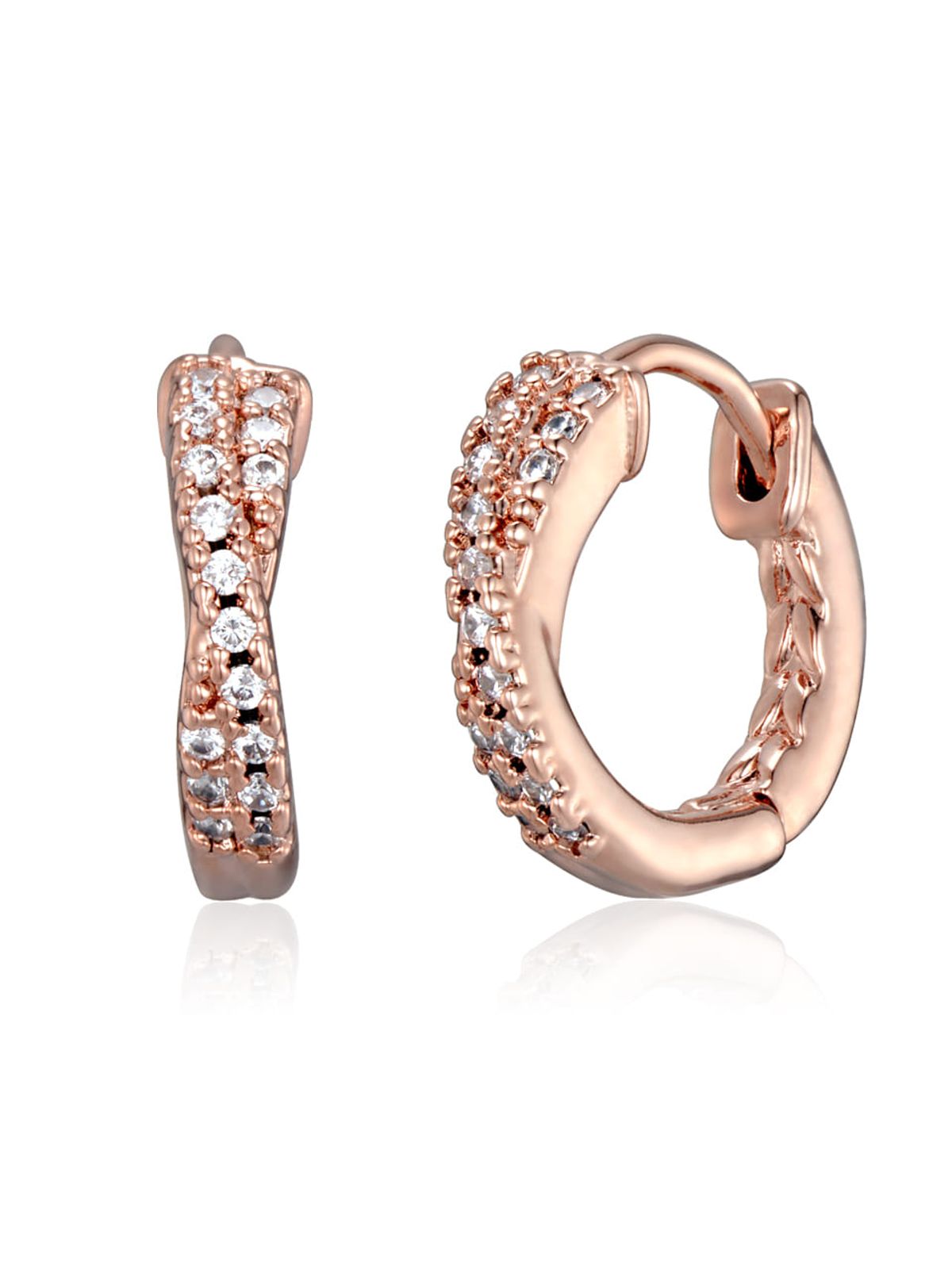 가이거주얼리(GEIGERJEWELRY) 18K GF 슬림 큐빅 엑스링 원터치 링 귀걸이 GI8KPEE102