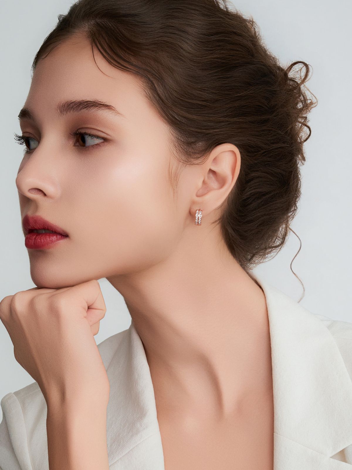 가이거주얼리(GEIGERJEWELRY) 18K GF 스퀘어 라인 원터치 링 귀걸이 GI8KPEE099
