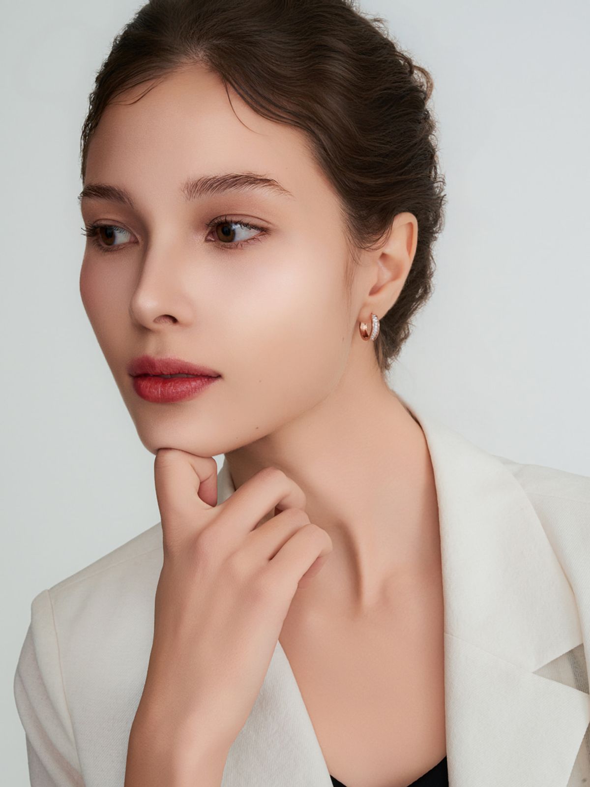 가이거주얼리(GEIGERJEWELRY) 18K GF 미니 바게트 원터치 링 귀걸이 GI8KPEE096