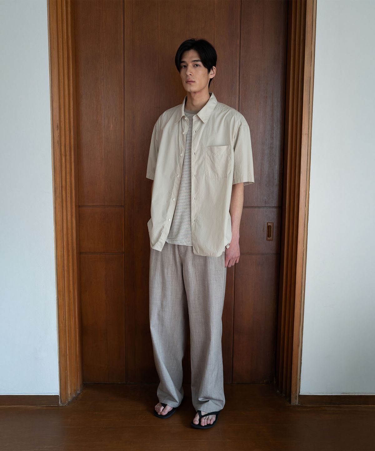 블랭크룸(BLANKROOM) 플루이드 하프 셔츠_BEIGE