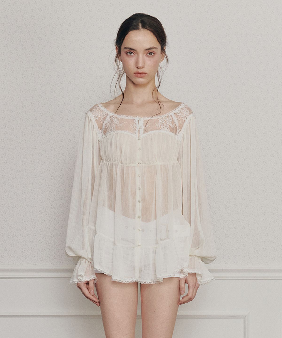 페인오어플레져(PAINORPLEASURE) MOONRISE BLOUSE cream