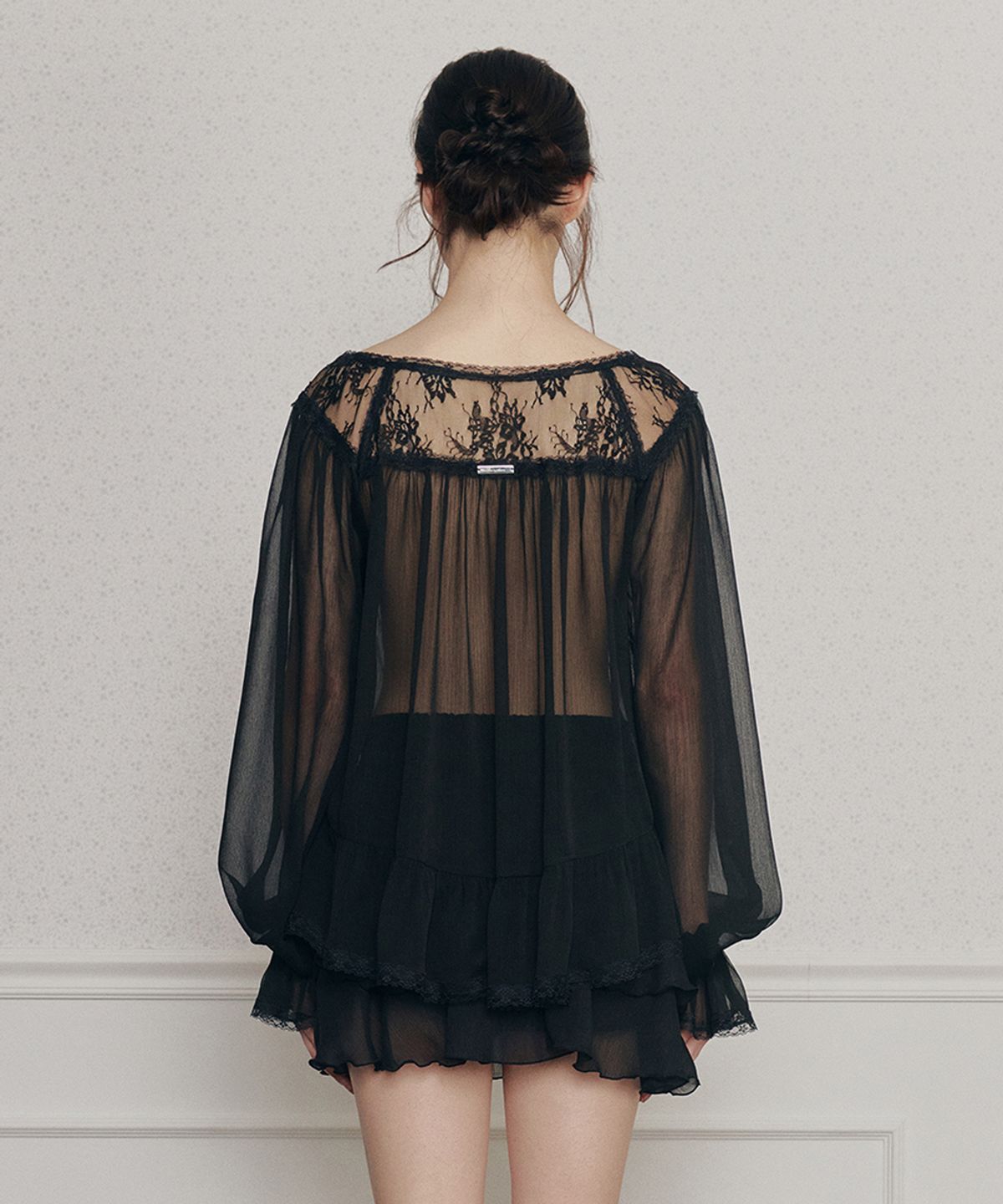 페인오어플레져(PAINORPLEASURE) MOONRISE BLOUSE black