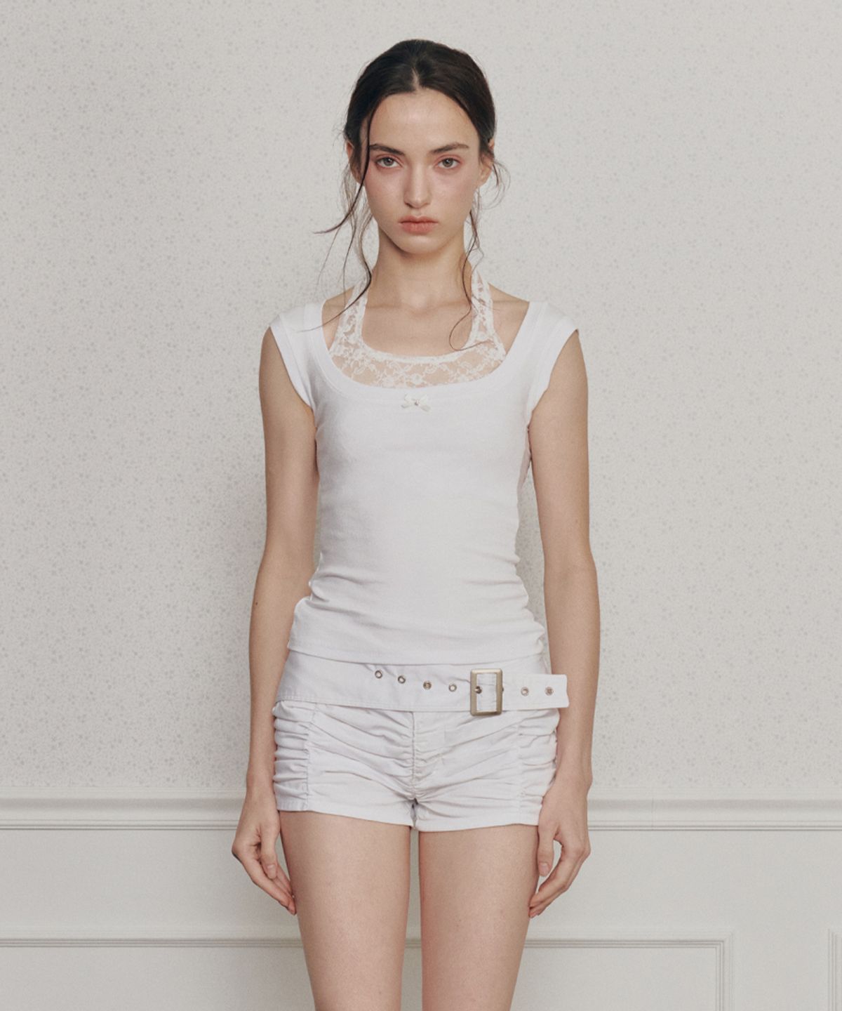 페인오어플레져(PAINORPLEASURE) REGINA TOP white