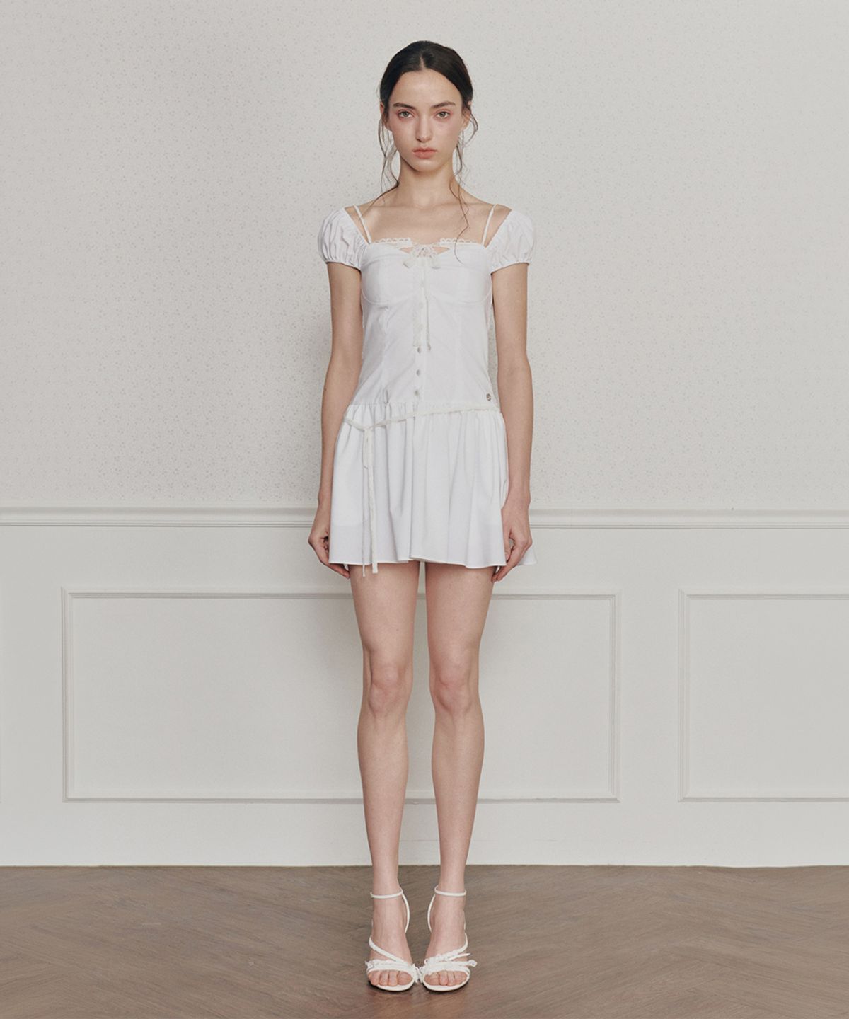 페인오어플레져(PAINORPLEASURE) WENDY RIBBON DRESS white
