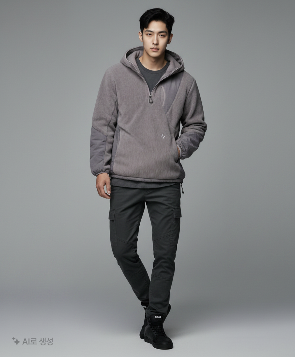 웰터 익스페리먼트(WELTER EXPERIMENT) EXPLORE FLEECE PULLOVER_CHARCOAL_WOL037 M