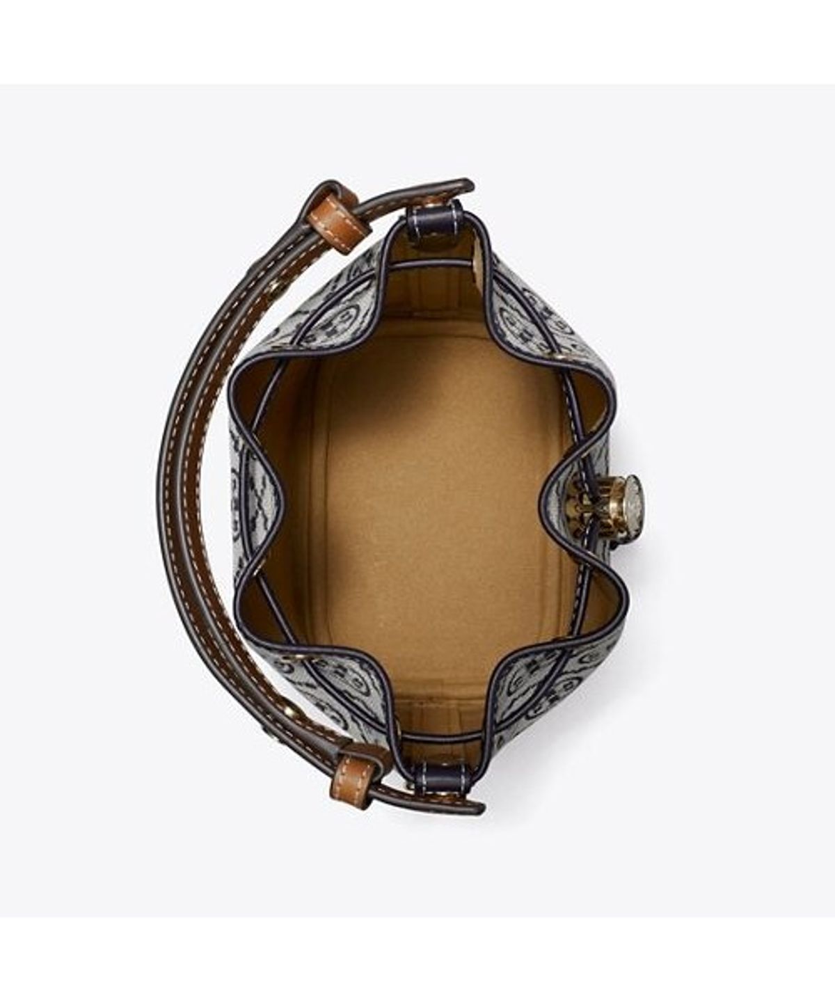 토리버치(TORYBURCH) 티 모노그램 미니 버킷 백 - 토리 네이비