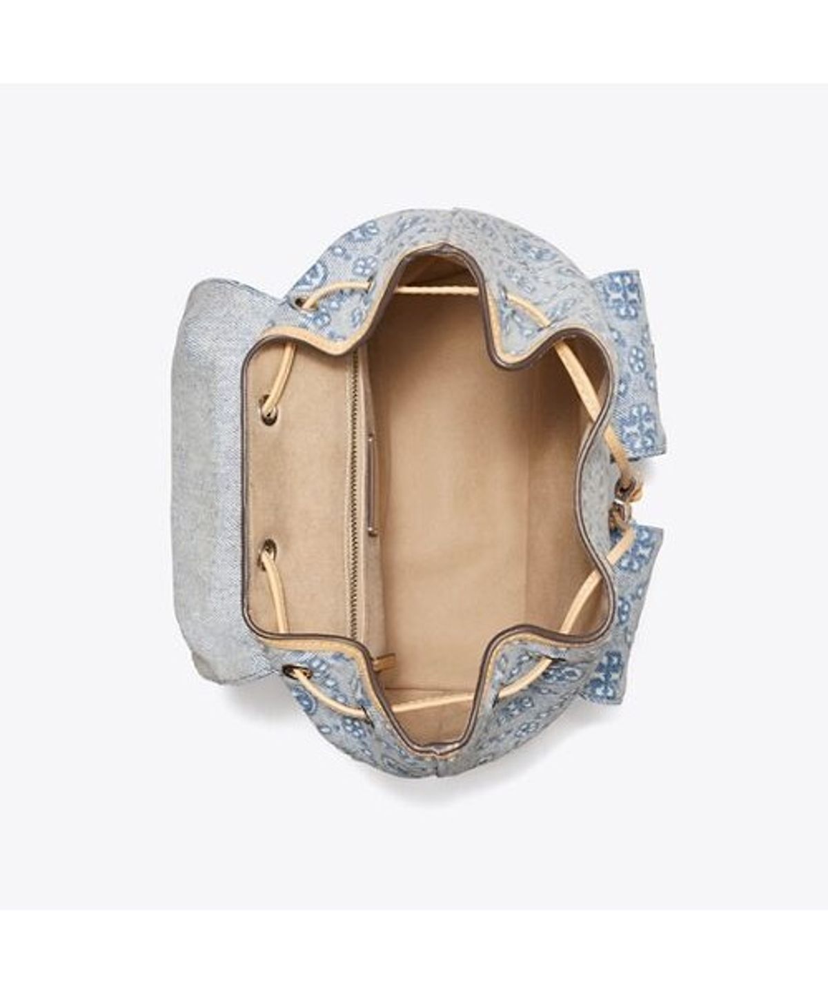 토리버치(TORYBURCH) 티 모노그램 데님 백팩 - 파우더 블루