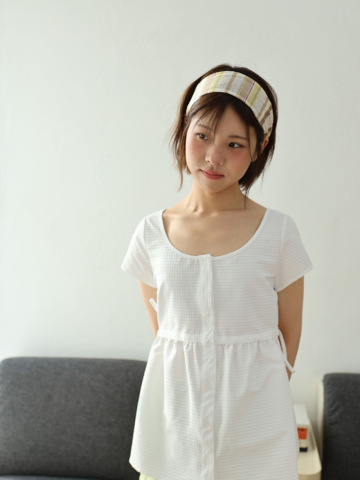 무음(MUWM) 슬럼버 타이 블라우스 Slumber Tie Blouse (White)