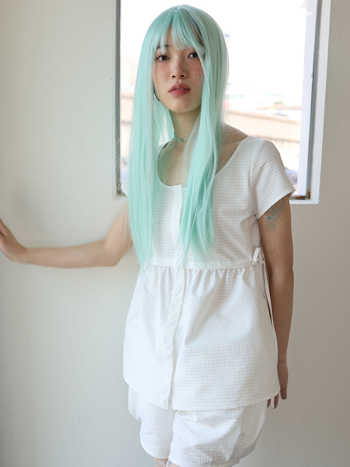 무음(MUWM) 슬럼버 타이 블라우스 Slumber Tie Blouse (White)