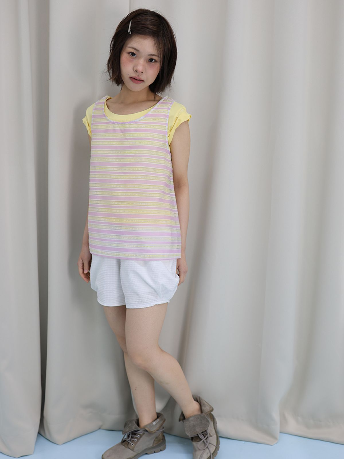 무음(MUWM) 쉬어 셔벗 탑 Sheer Sherbet Top (Yellow Pink)