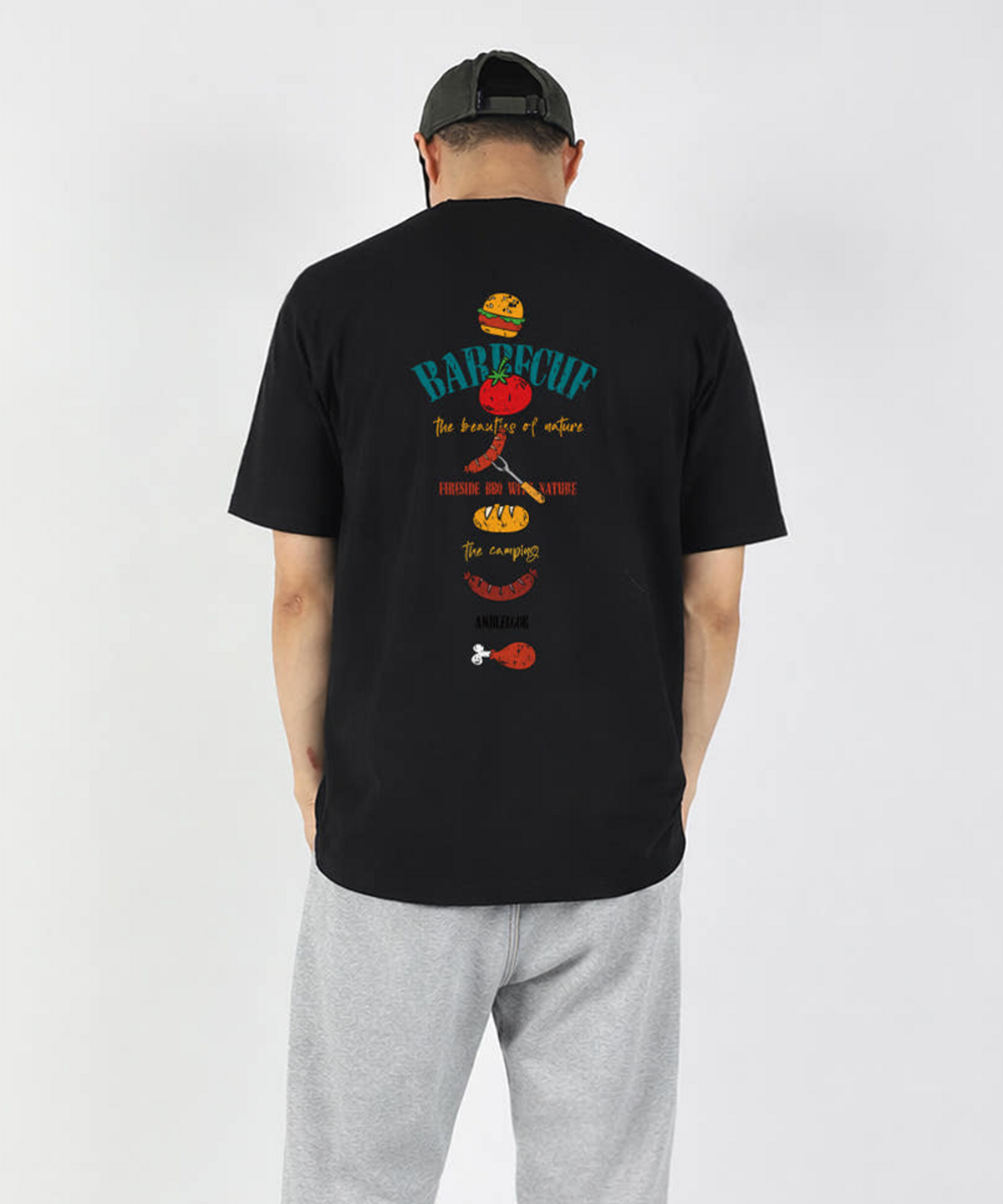 엠블룩(AMBLELOOK) 프리미엄 면스판 라운드 반팔티 캠핑버거 (3color)
