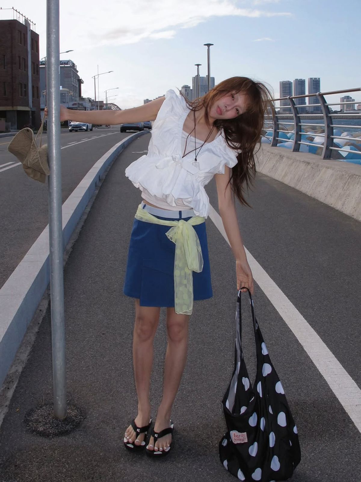 그리트(GREET) 유르 시어 도트 스카프_Yur Scarf_Yellow