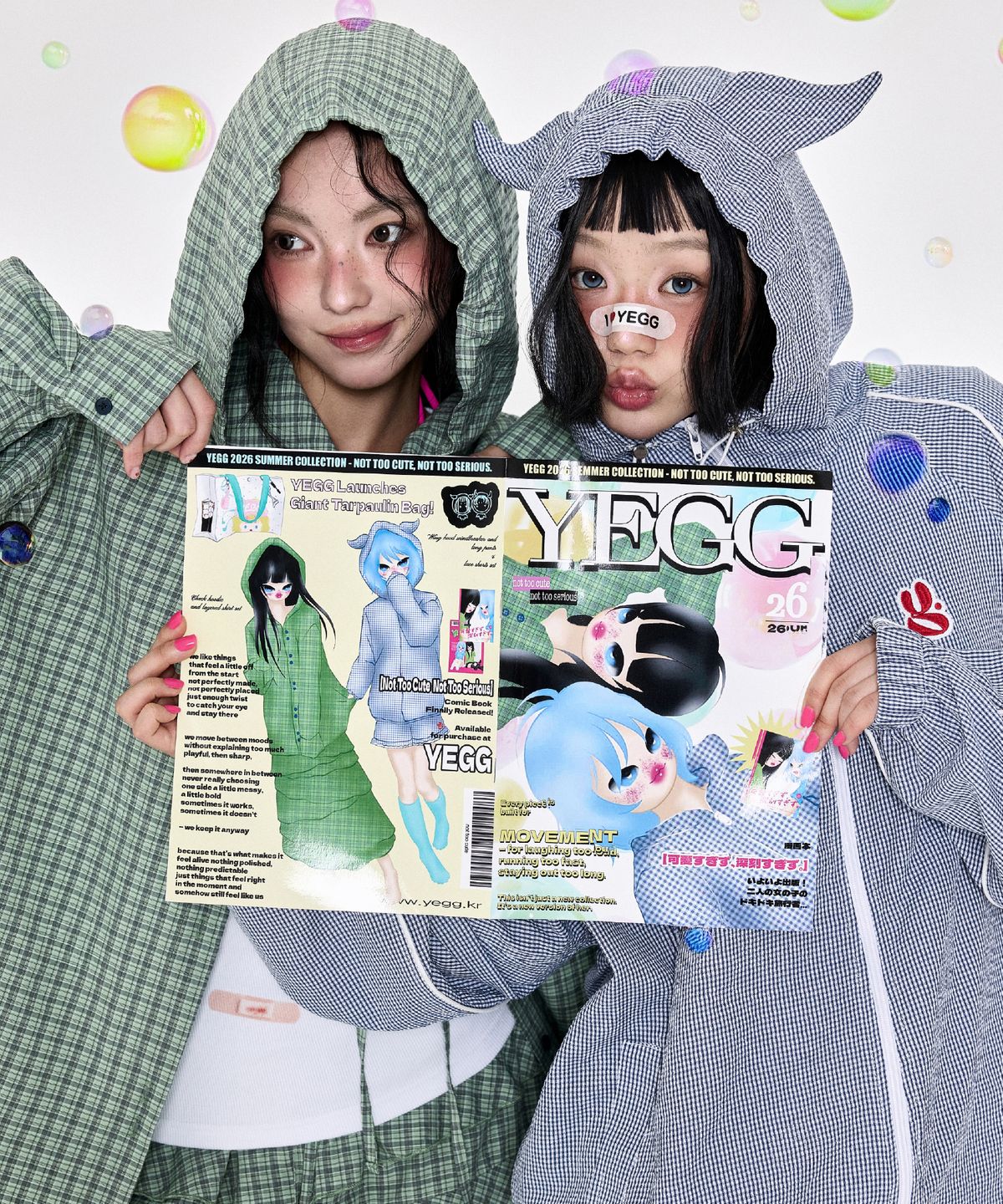 예그(YEGG) 체크 후드 셔츠 그린